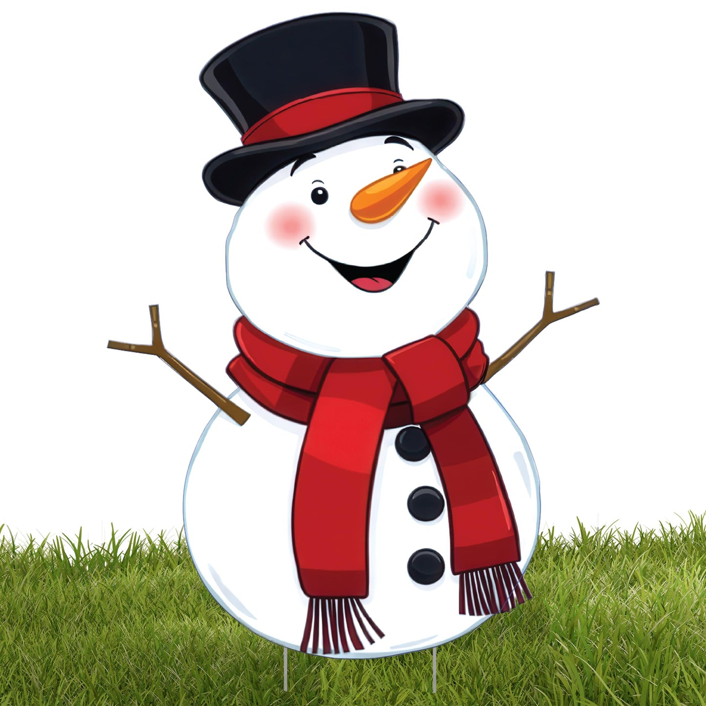 Christmas Snowman Classic Yard Sign for Home Decor and Lawn Decoration With Stakes, Green Merry Christmas Sign Tree Snow Man 3