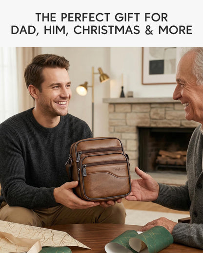 Nixjoro Vegan Leather Men Purse Small Messenger Cross Body Bag Satchel Sling Shoulder Bag for Work Business Travel, Brown