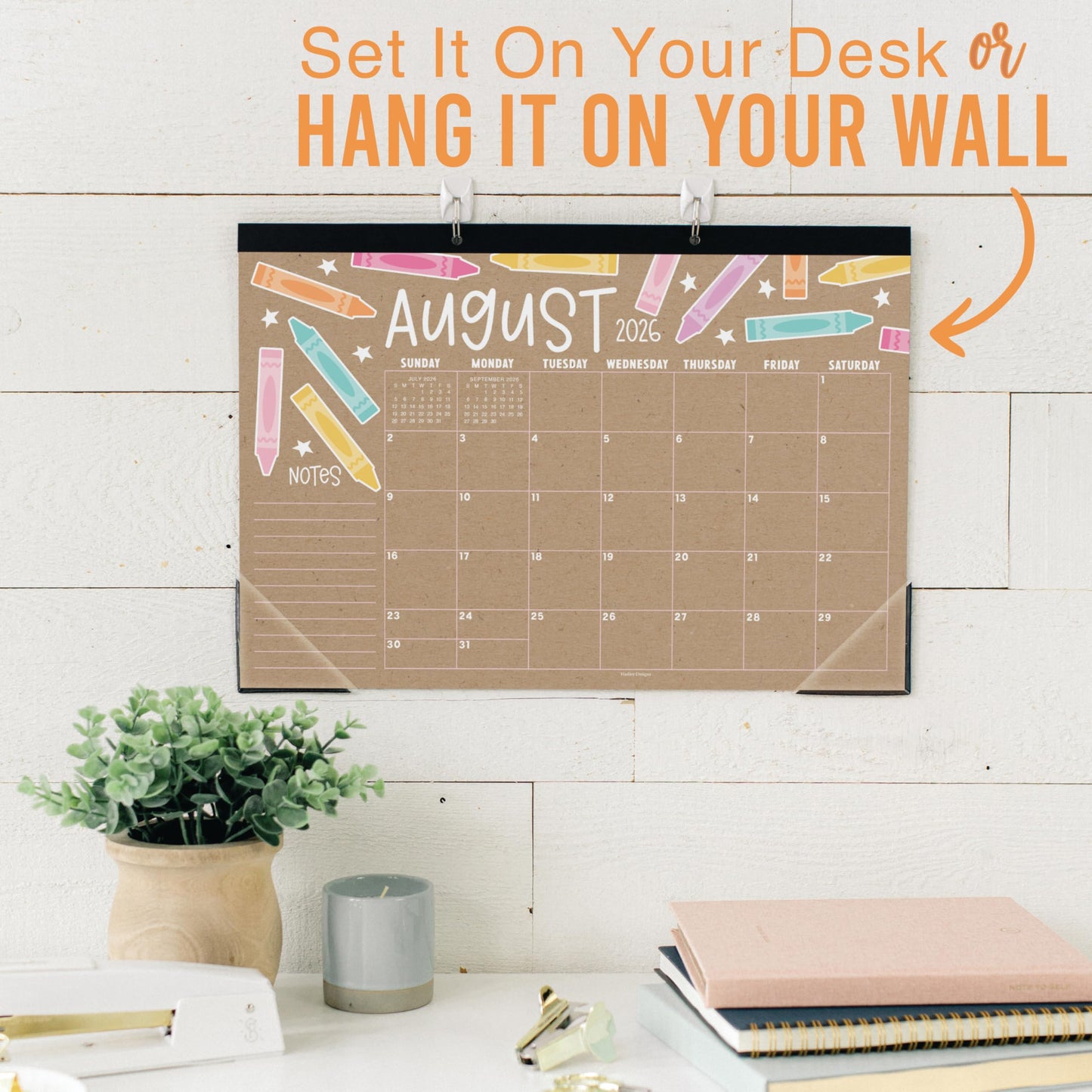 Hadley Designs Large Teacher Desk Calendar 2026-2027 - Desktop Calendar 2026, 18-Month Desk Calendars for Home, Office & Classroom, Cute Classroom Must Haves, Teacher Appreciation Gifts