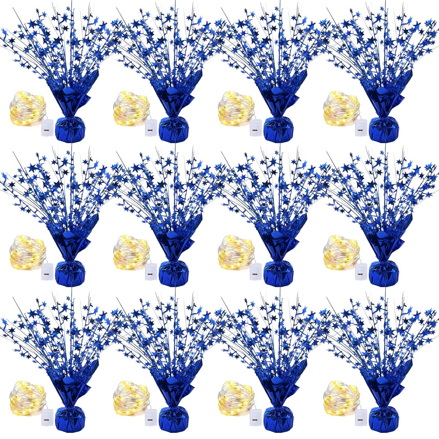 12 Pack Metallic Foil Spray Centerpiece Star Table Decoration Burst Table Centerpieces for Birthday Graduation Wedding Anniversary Holiday Party Supplies Decor, Blue