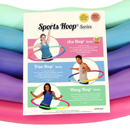 Weighted Hula Hoop, ACU Hoop 3M - 3.2lb Medium, Weight Loss Fitness Exercise Sports Hoop with Wavy Ridges (Rainbow Colors)