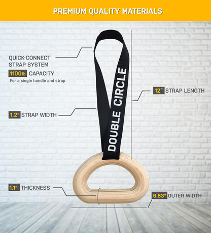Double Circle Pull Up Handles - Pull Up Grips, LAT Pull Down Gym Handles Design - Quick Attachment to Bars and Barbell Grips - Includes Carry Bag - Suitable for Home Gym and On-The-Go Workouts