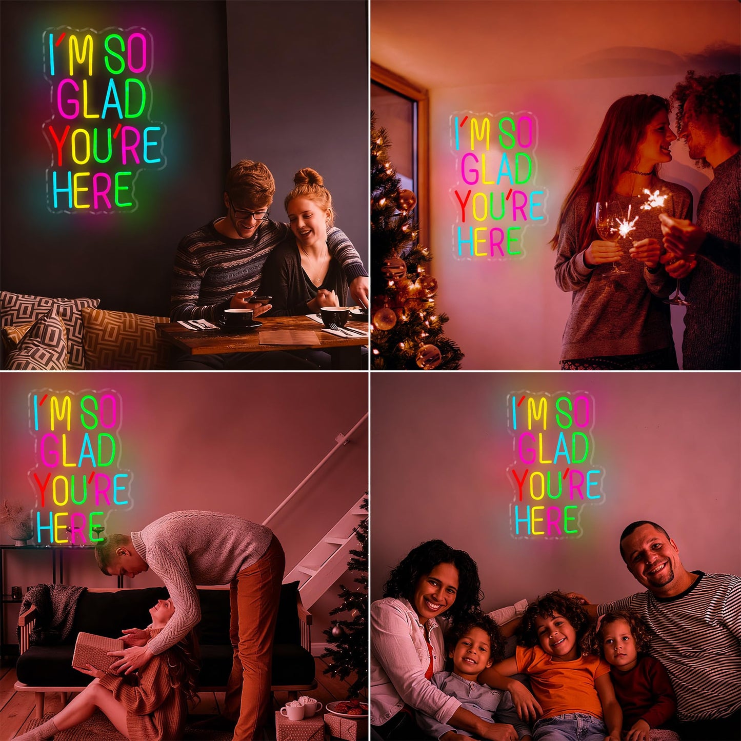 I’m So Glad You Are Here Neon Sign, Dimmable LED Light Up Neon Sign for Girls Bedroom Club Wedding Bachelorette Valentine's Day Party Wall Decor Birthday Christmas Gift for Daughter Teen Girls Friends (I’m So Glad You Are Here)
