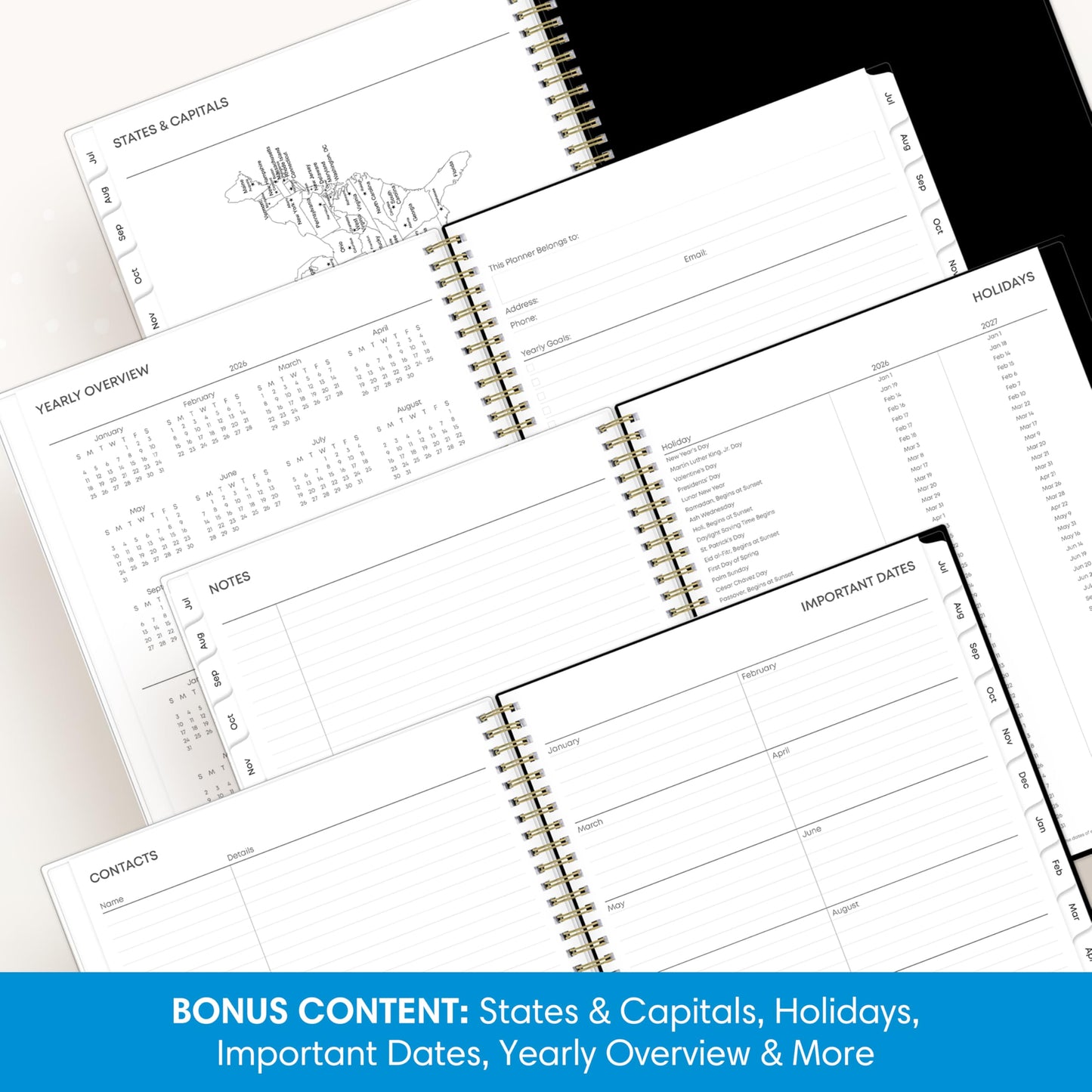 Blue Sky 2026-2027 Weekly and Monthly Academic Year Planner Calendar, July 2026 - June 2027, 8.5" x 11", Flexible Cover, Wirebound, Laminated Tabs, Storage Pocket, Pippi