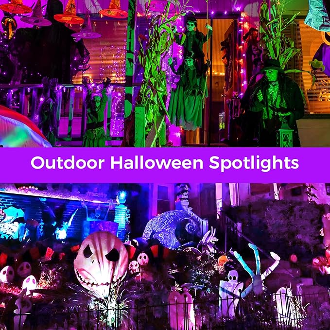 Christmas Halloween Spotlight Outdoor RGB Spot Lights, 12W Color Changing Landscape Lights for Yard Patio Garden Pathway Decor 120V Waterproof Landscape Spotlights with Remote(4 Pack)