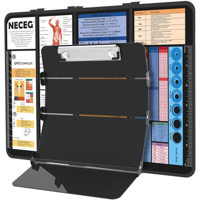 Nursing Clipboard Foldable-4 Layers Aluminum Nurse Foldable Clipboard Nursing Medical Edition Cheat Sheets, Pocket Size Pen Clip for Nurses Students School and Doctors-Black