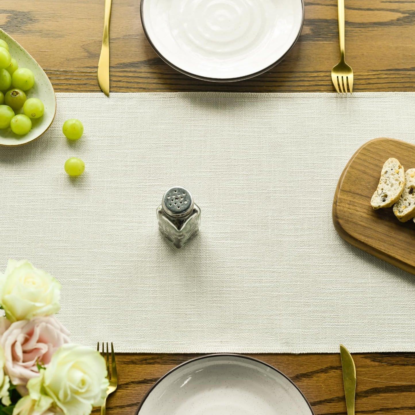 Artoid Mode Beige Tassel Table Runner, Boho Linen Blend Rustic Farmhouse Style Kitchen Table Decoration Holiday Wedding Party Dinning Decor 13x72 Inch
