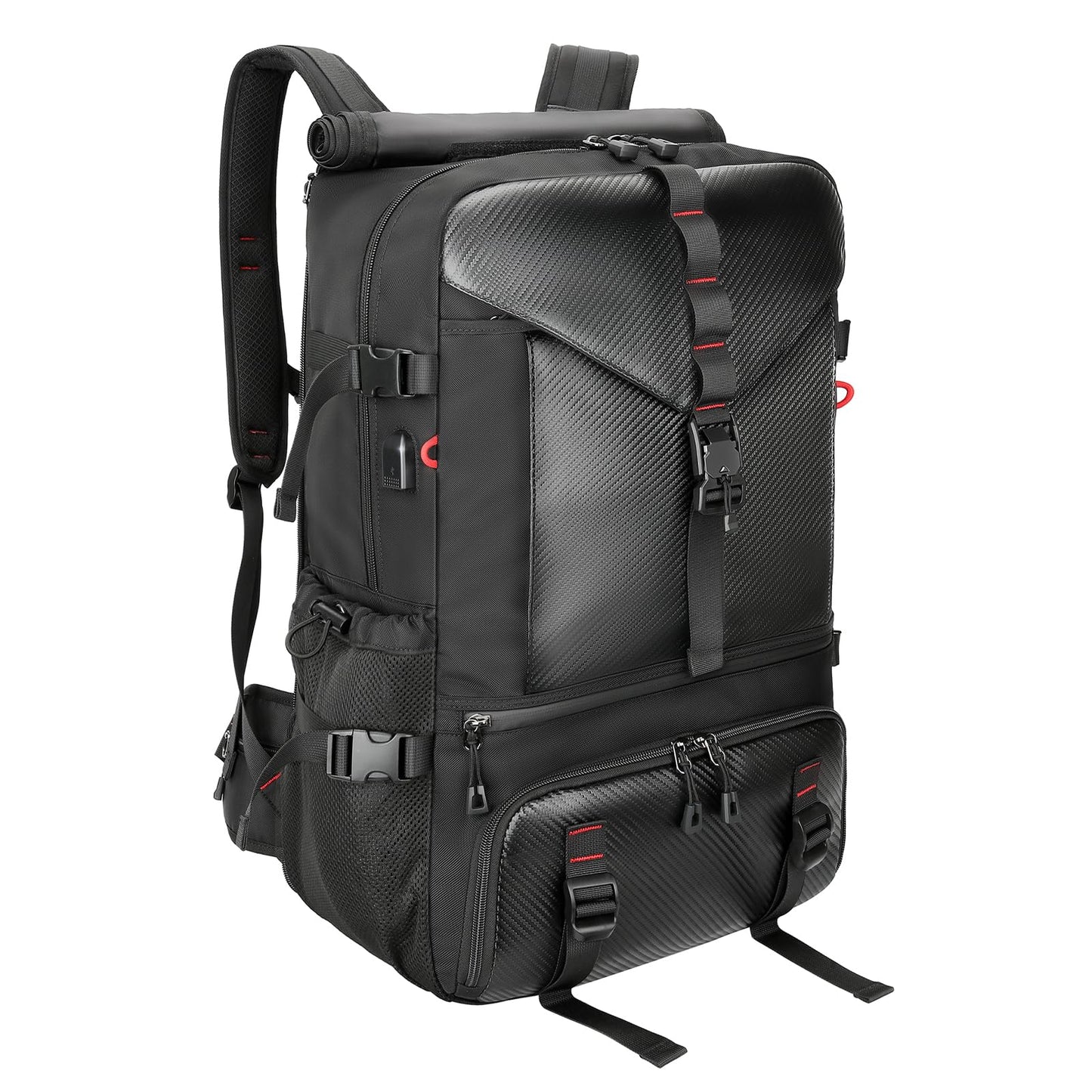 SWICKY Carry-on Travel Backpack for Men, Airline Approved Convertible Duffle Backpack with Shoe Compartment & USB Charging Port, Water Resistant 17.3 Inch Laptop Backpack for Travel Gym Camping