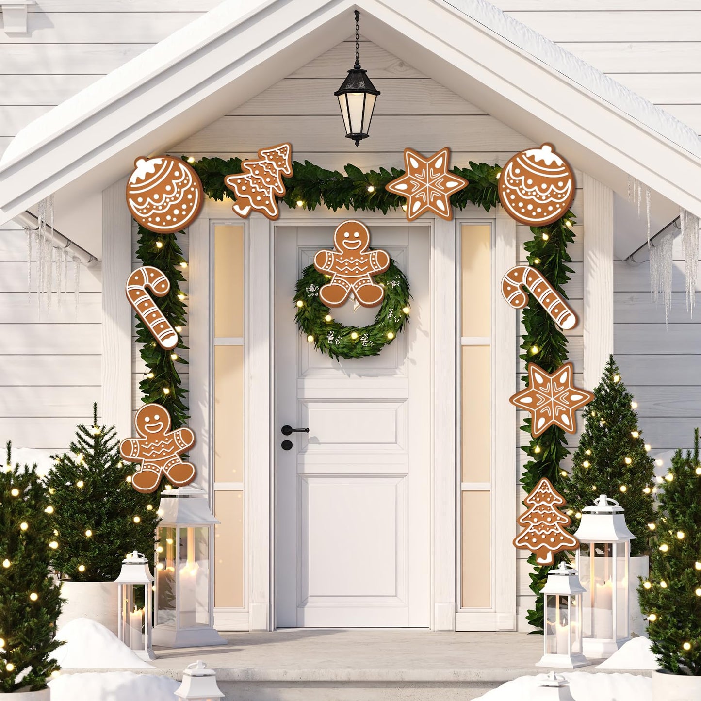 Cinrobiye Christmas Decorations Indoor Tree Picks：10 Pcs Large Gingerbread Man Christmas Tree Picks, Rustic Holiday Ornaments for Xmas Tree Topper Home Winter Party Door Car Decor (10, Gingerbread)