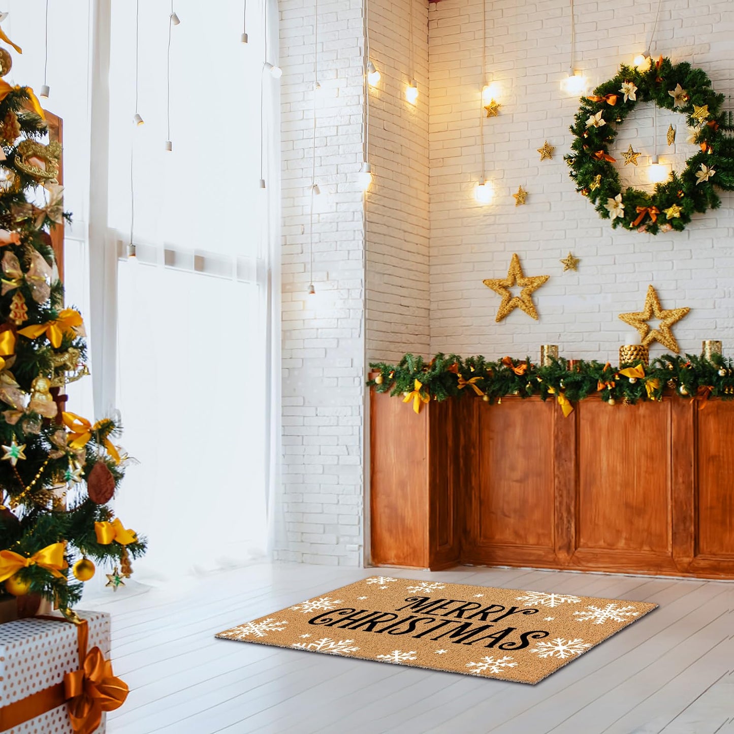 Dunzy 16 Pcs Christmas Stencils for Door Mats Crafts Reusable Merry Christmas Welcome Templates Large Stencil for Painting on Wood Sign Wall Doormat DIY Project