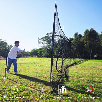 7'x7' Baseball Practice Net with Steel Frame for Batting, Hitting and Pitching, Portable Softball Net for Batting with Carrying Bag
