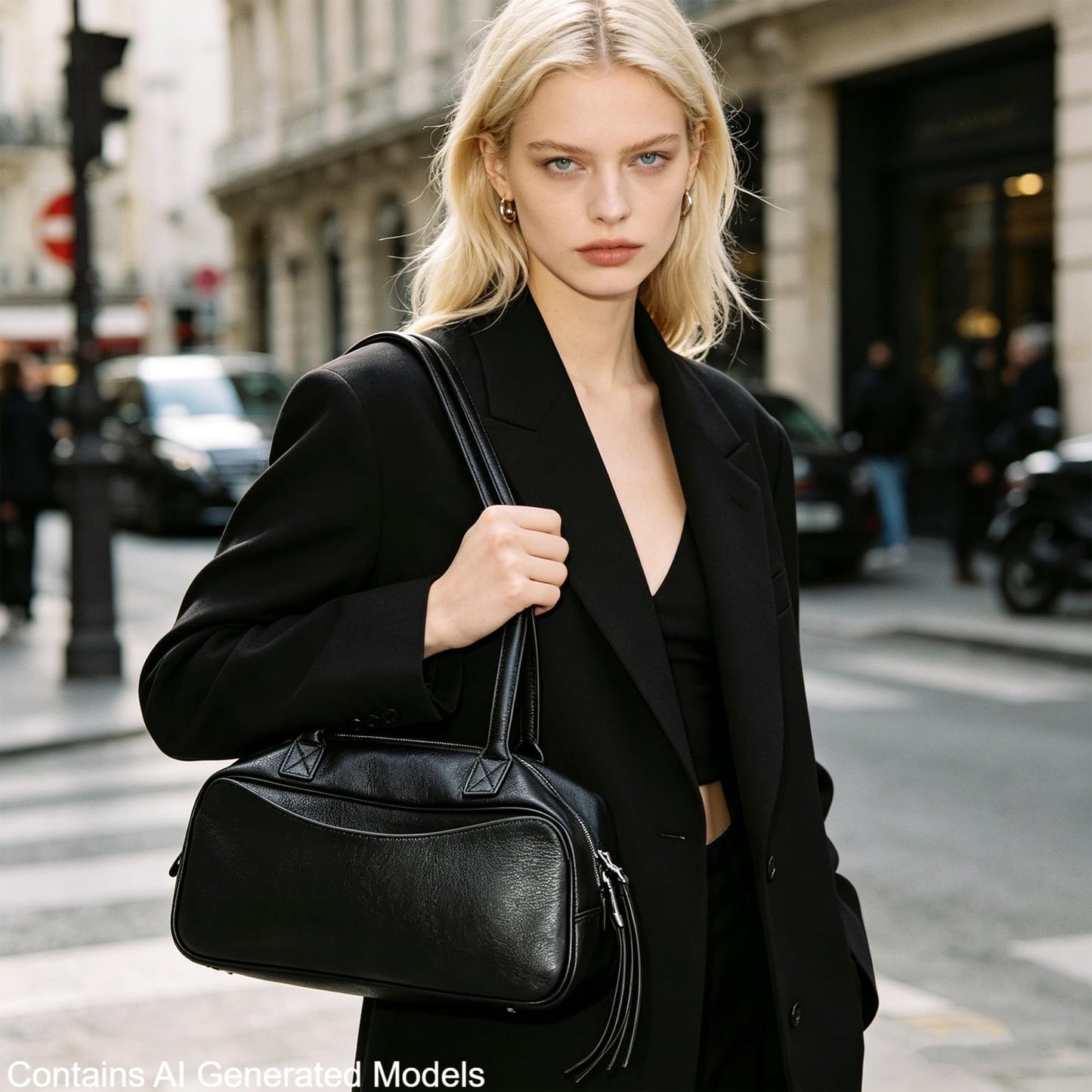 hedexe Leather Shoulder Bag for Women: Genuine Leather Hangbag for Ladies - Chic Bowler Purse for Work Travel & Daily(01Black)