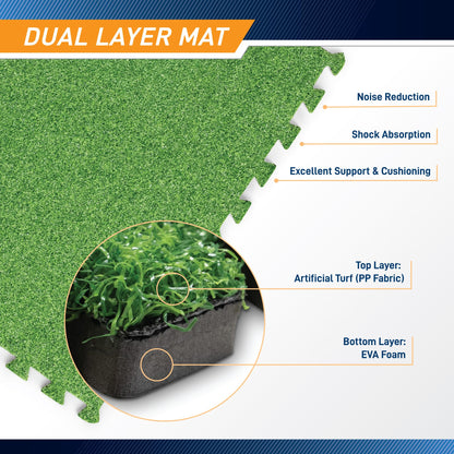 Marcy Turf Mat – 6 Interlocking 2’x 2’ EVA Foam & Artificial Turf Tiles for Home Gym, HIIT, Cardio, Strength & Agility Training – Shock Absorbing, Noise-Reducing (MAT-50)