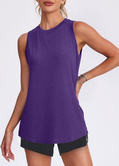 Womens Workout Tops for Women Tank Tops Yoga Shirts Athletic Running Tank Tops Sleeveless Gym Clothes XXL Dark Purple