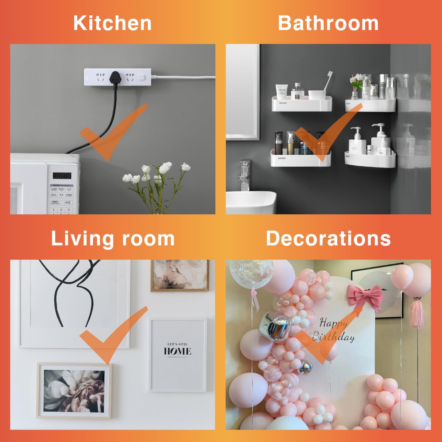 MOVELYST 240-Pairs(480 Strips) Medium Picture Hanging Strips Heavy Duty, Removable Hook and Loop Tape, Waterproof Adhesive Strips for Frame Hanging