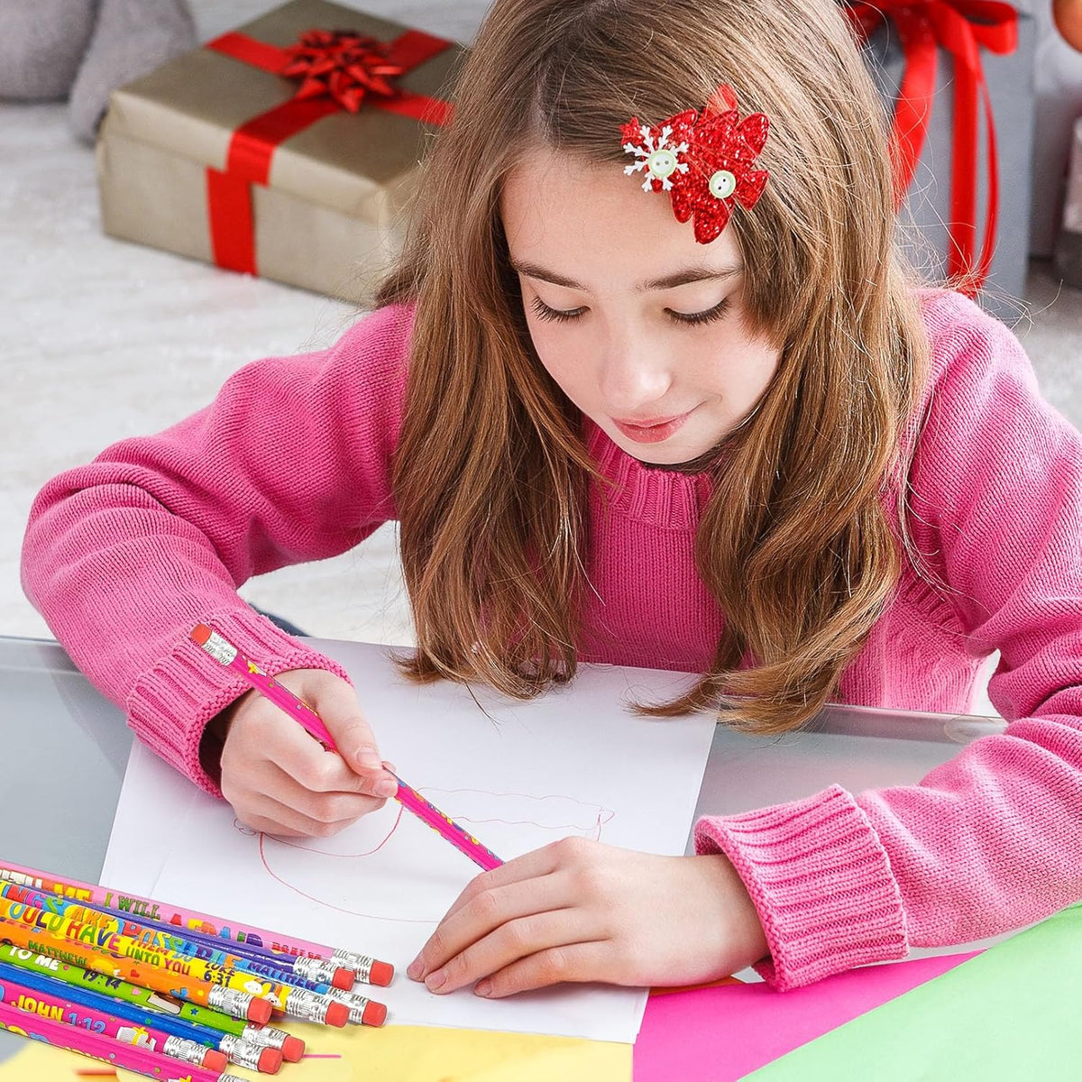 Cinrobiye 200 PCS Bible Pencils Bulk,Christian Gifts for Children Wood Pencils with Erasers Inspirational Religious Supplies for School Prizes Classroom Exchange Gift Party Favors,Stationary Gifts