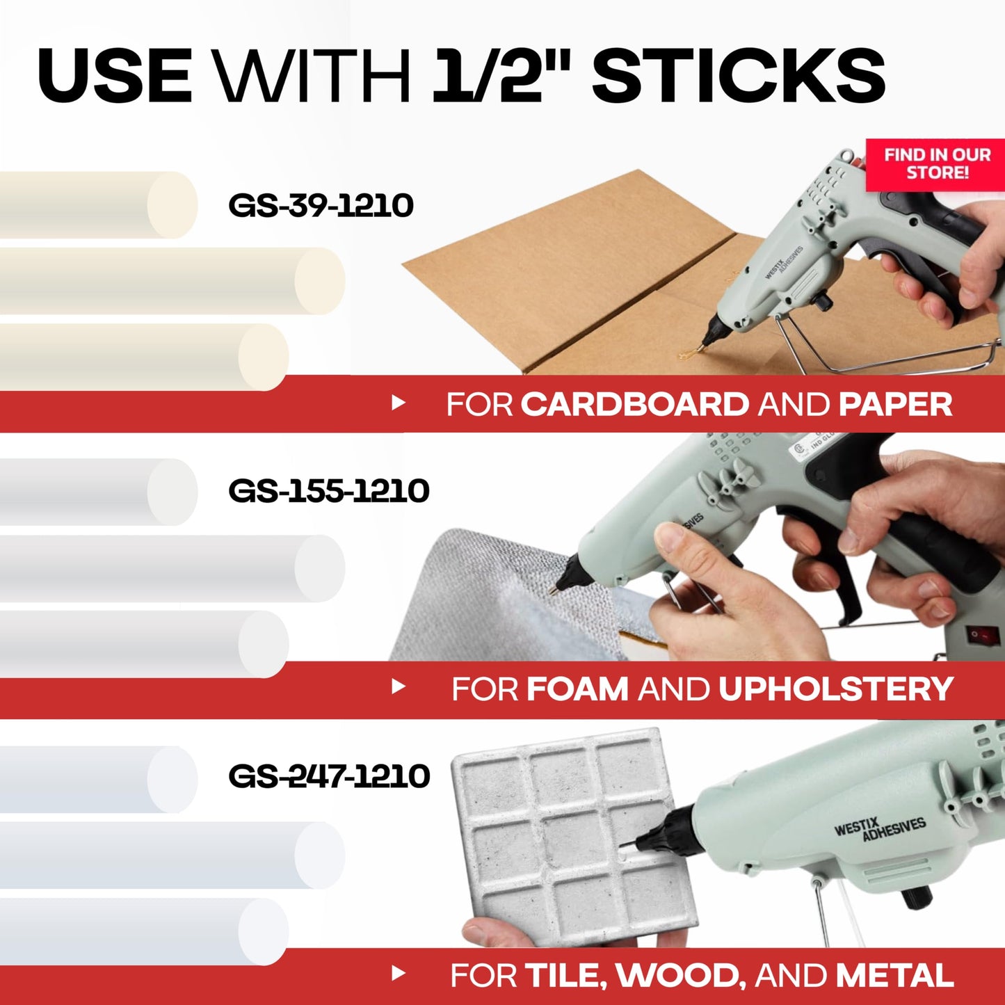 IDL Packaging GG-300 Industrial 300W Hot Glue Gun with 10 pcs Glue Sticks - 1/2" x 10" Full-Size Glue Sticks, Amber - Hot Glue Gun Kit for Corrugated Boxes, Cardboard Packaging, or Paper