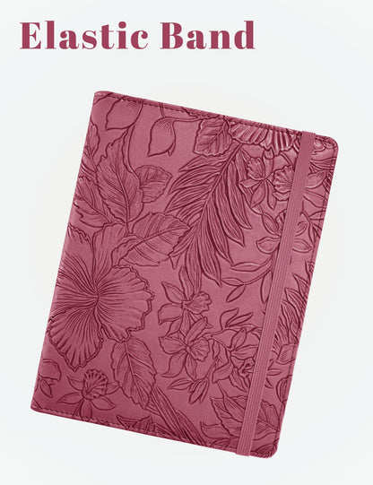 Mymazn Small Padfolio Clipboard Folder for 5x8 Inch Writing Pads, Compact A5 Portfolio for Business Office, Floral Red
