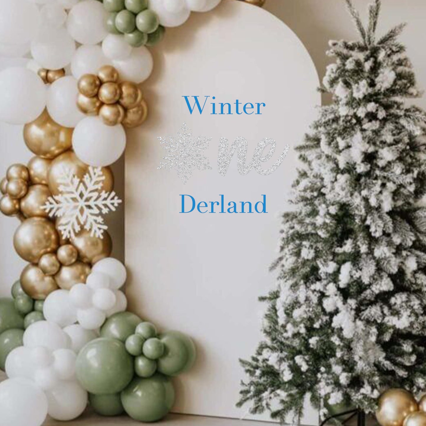 Capiont Winter Onederland Decal - Christmas 1st Birthday Snowflake Backdrop Sticker, Snowflake Themed Decor Wall Stickers for Party/Anniversary/Balloon Arch/Background (Winter Onederland)