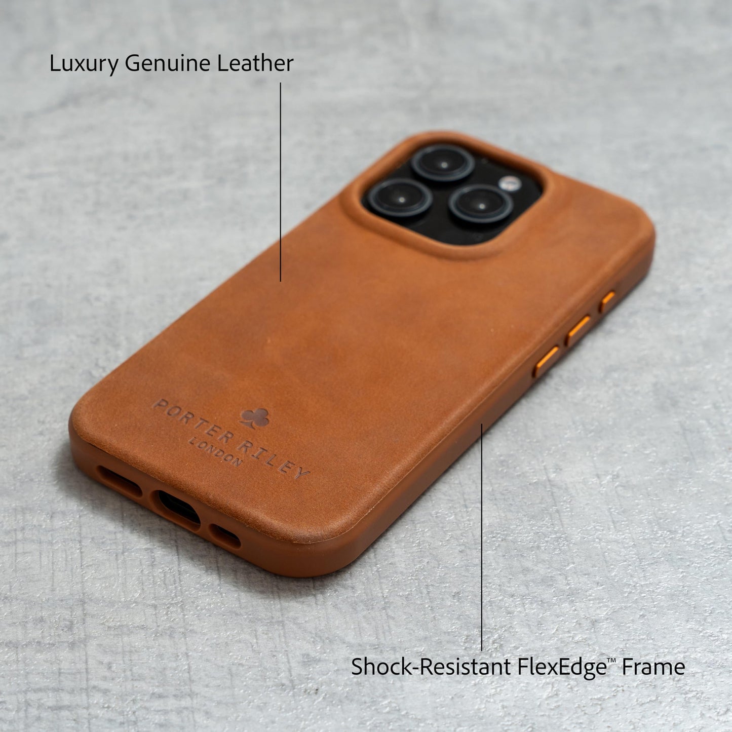 Porter Riley - Premium Leather Case Compatible with iPhone 16 Pro Max. Slim line Bumper Case Compatible with MagSafe – Genuine Leather Cover (Tan)