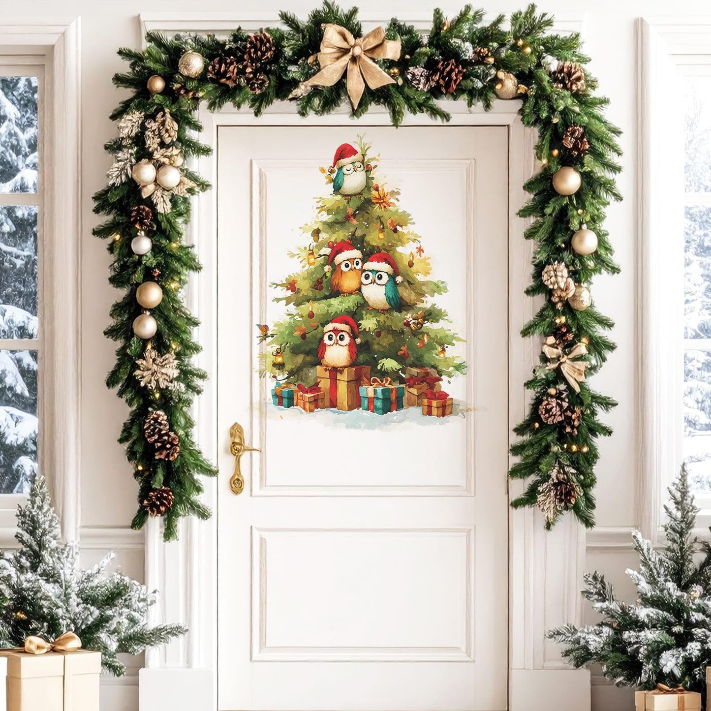 MeyRolizn Merry Christmas Tree Wall Decal Christmas Cute Window Clings Wall Decals Peel and Stick Christmas Decor Wall Stickers for Winter Room Kitchen Bathroom Party Holiday Decoration
