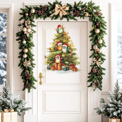 MeyRolizn Merry Christmas Tree Wall Decal Christmas Cute Window Clings Wall Decals Peel and Stick Christmas Decor Wall Stickers for Winter Room Kitchen Bathroom Party Holiday Decoration