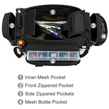 G4Free Sling Fishing Tackle Bag, Outdoor Fishing Storage Pack, Water-Resistant Fishing Bag Cross Body Sling Bag