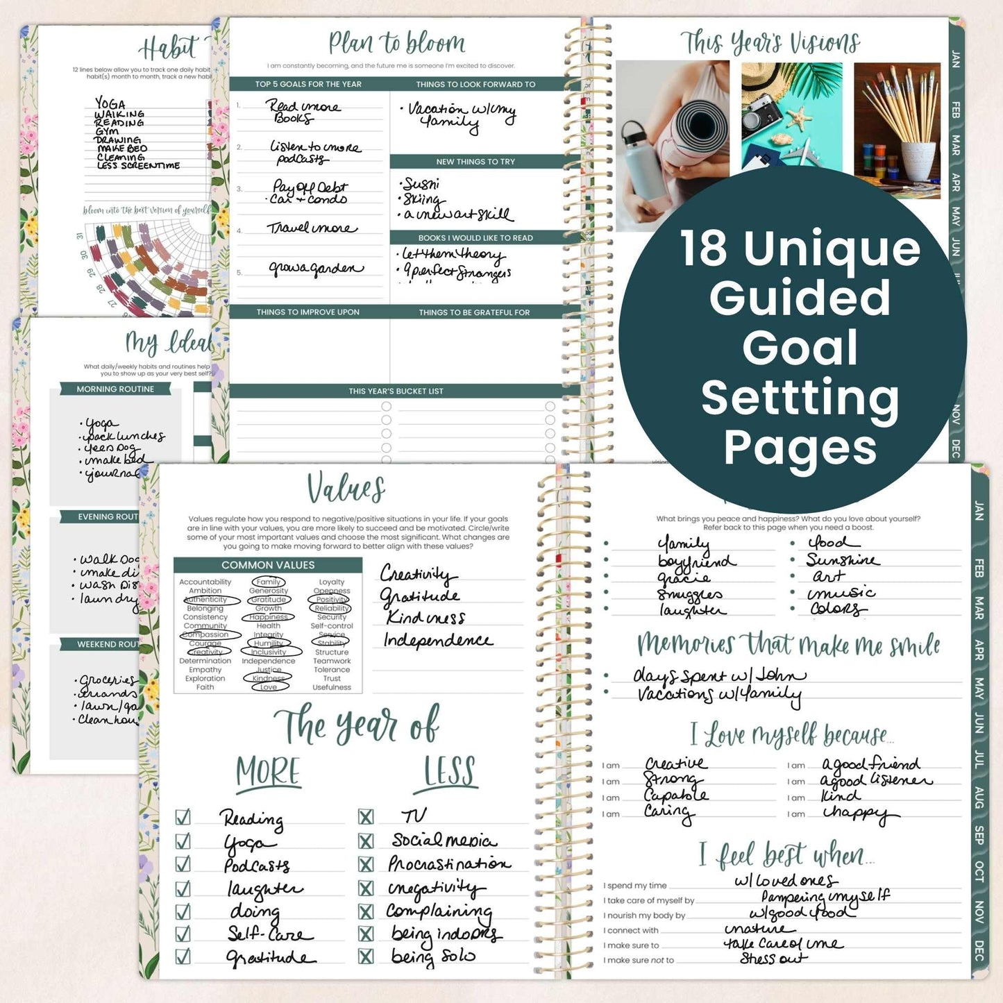 bloom daily planners 2026 Planner (January to December) - 8.5” x 11” Weekly & Monthly Dated Agenda Organizer Book with Stickers & Tabs - Flexible Soft Cover - Garden Party, Beige