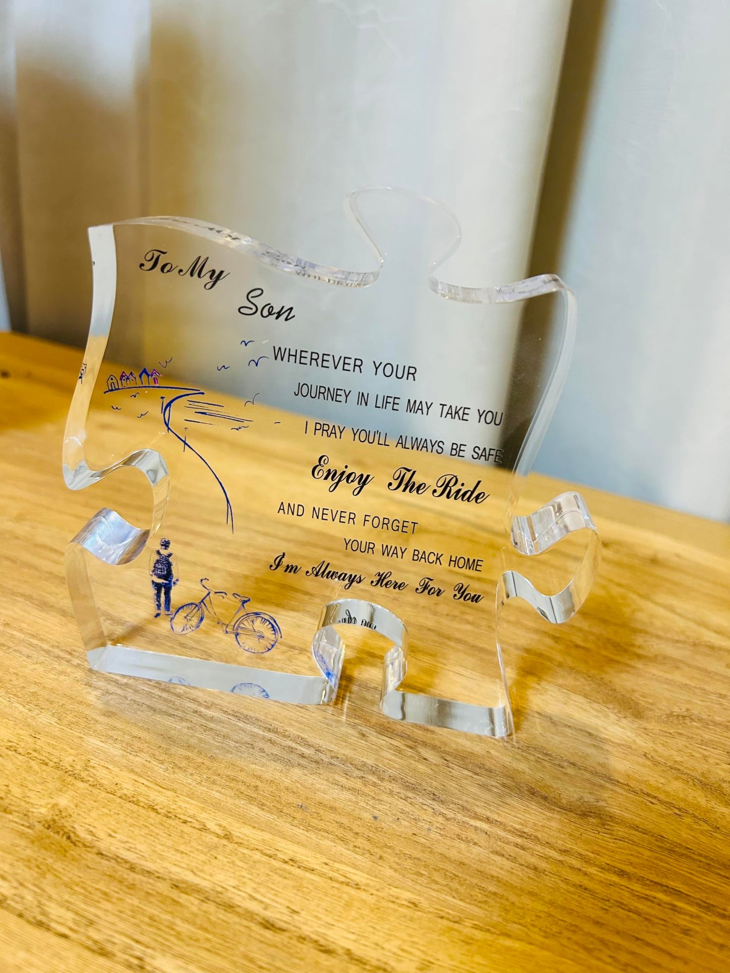 Acrylic Plaque Gift for Son Birthday Graduation Gifts from Mom Dad Inspirational Quotes Table Centerpiece Decorations Personalized Ornament Paper weight (To son)