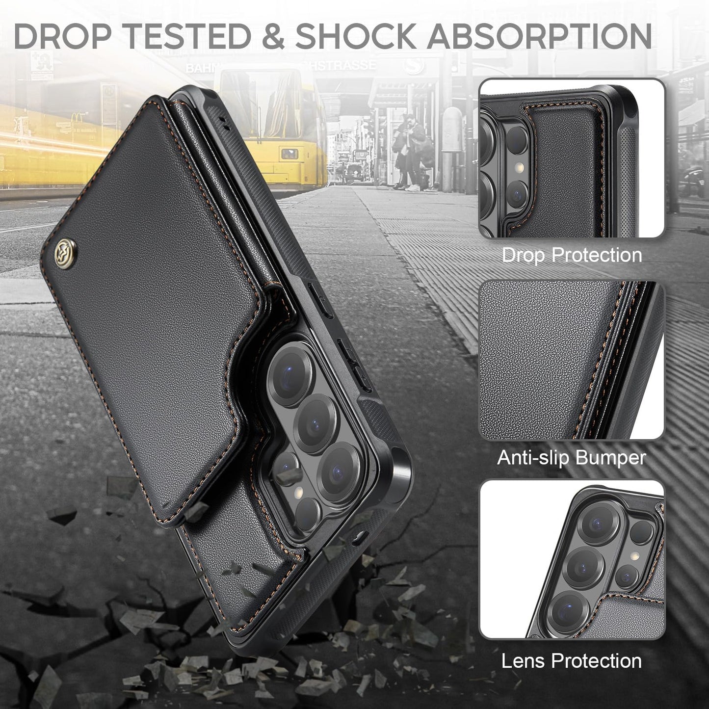 Vinich for Samsung Galaxy S26 Ultra Wallet Case with Card Holder, RFID Blocking Credit Slots Kickstand Shockproof Phone Cover for Women Men, Black