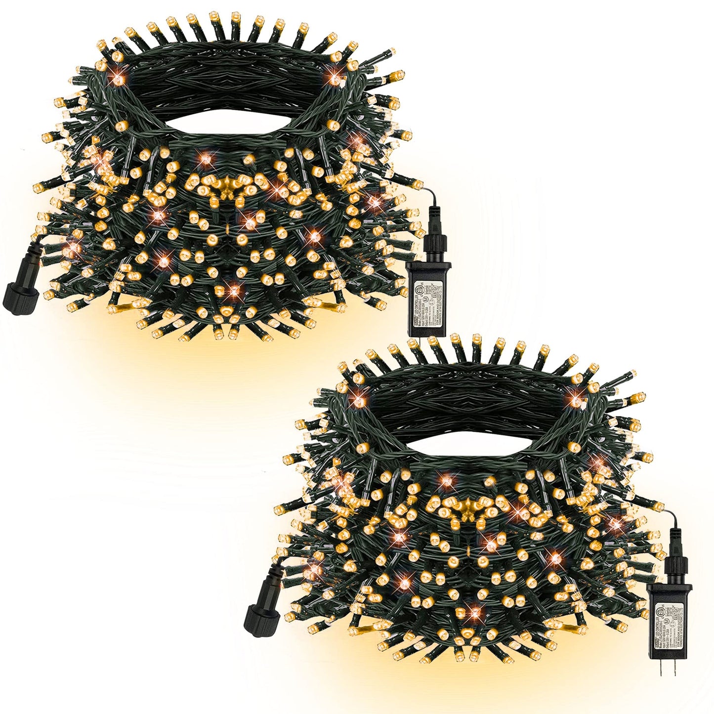 TW SHINE Warm White Christmas Lights, Total 400 LED 132FT Outdoor Christmas Lights Plug in with 8 Modes, Waterproof Light Outdoor Green Wire, Indoor Xmas Decoration for Party Yard House Decor