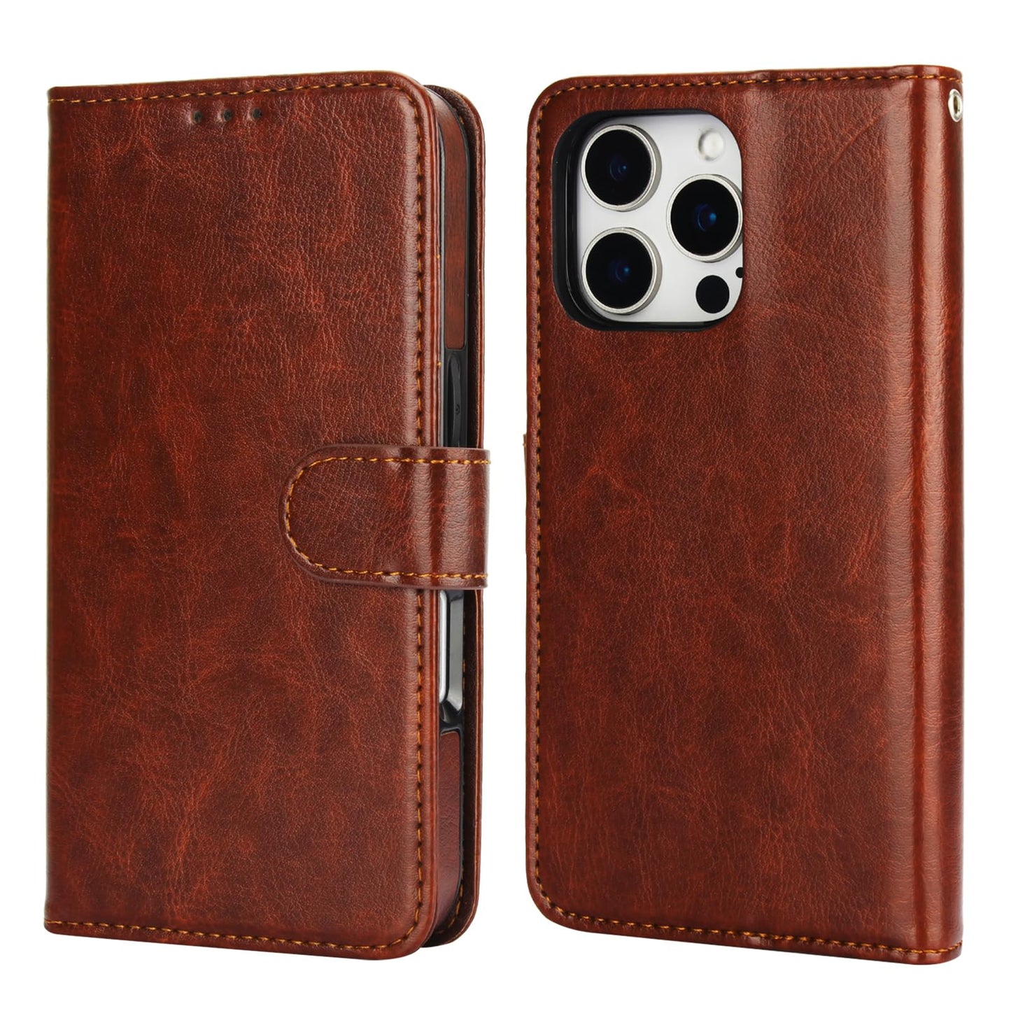 Bocasal Detachable Wallet Case for iPhone 16 Pro RFID Blocking Card Slots Holder Premium PU Leather Magnetic Kickstand Shockproof Wrist Strap Removable Flip Protective Cover 5G 6.3 inch (Brown)