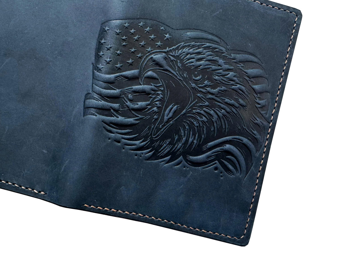 Mayan Corner - Eagle American genuine leather travel wallet, Handmade passport wallet