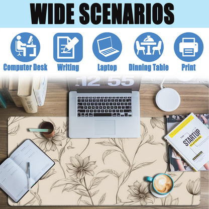 XXL Mouse Pad,Minimalist Flowers Large Gaming Mouse Pad,Abstract line Floral Desk Mat for Desktop,Extended Big Computer Keyboard Desk Pad with Non-Slip Base and Stitched Edges 35.4"x15.7"