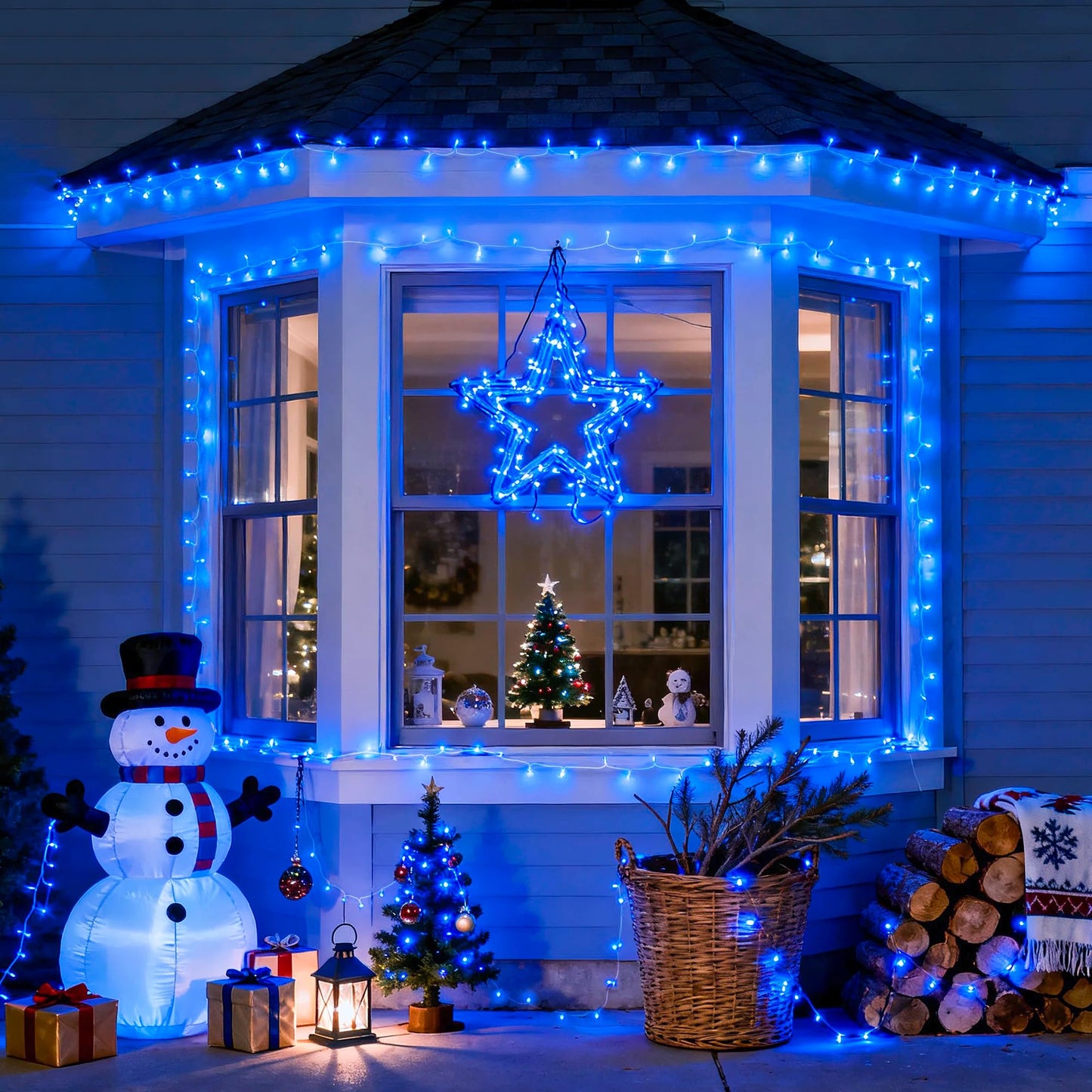 JMEXSUSS Connectable 100 LED Blue Christmas Lights Clear Wire, 8 Modes Blue Christmas Tree Lights Indoor Outdoor Plug in, 33ft Fairy String Lights for Christmas Tree, Xmas, Party, Garden