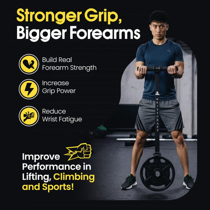 WristCraft Forearm Strengthener & Hand Grip Strengthener with Portable Bag – Wrist Roller, Forearm Exerciser, Forearm Roller, Wrist Trainer for Grip & Arm Workout - Includes Portable Bag