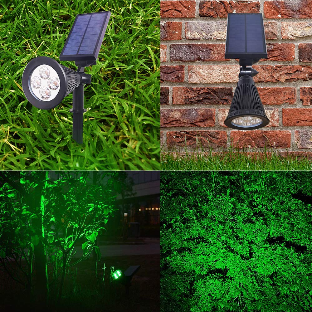 Youqian Clordeal Solar Lights Outdoor Waterproof, 2 in 1 LED Landscape Lights, 4 LED Solar Flag Pole Light Garden Pathway Yard Patio Lawn Decorative Lighting (Green)