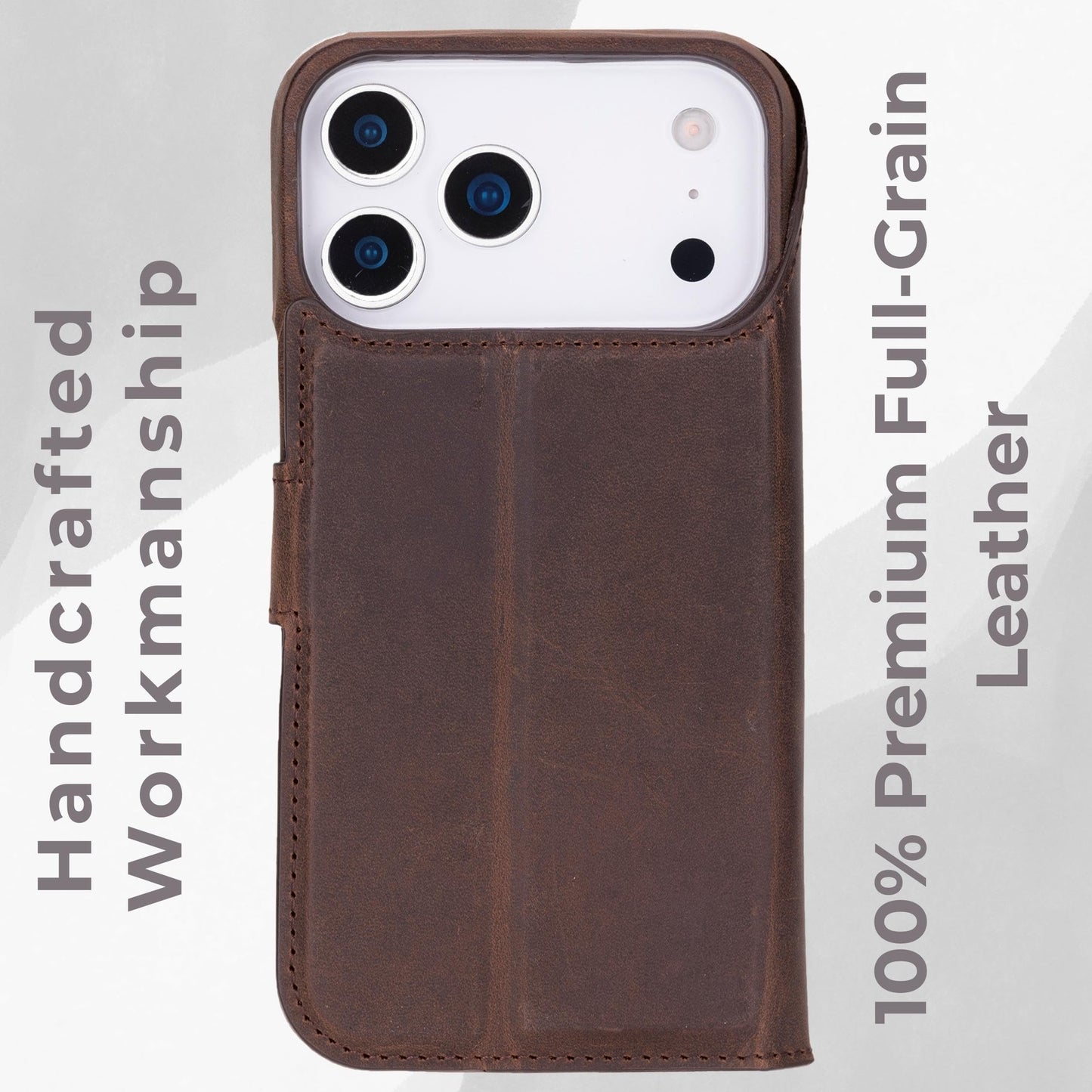 VENOULT Leather Wallet Case for iPhone 17 Pro Max, Full Grain Genuine Leather, Magnetic Detachable, 4 Card Holder, Buesiness Style, Compatible with MagSafe, RFID, Handmade (Vintage Brown)