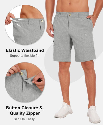 Little Donkey Andy Men's Golf Shorts Quick Dry Lightweight Breathable Casual Short with Elastic Waist 3 Pockets for Hiking 10"/11" (Dove M)