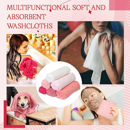 Syhood 12 Pieces Face Wash Cloth 12 x 12 in Makeup Remover Cloths Towel Coral