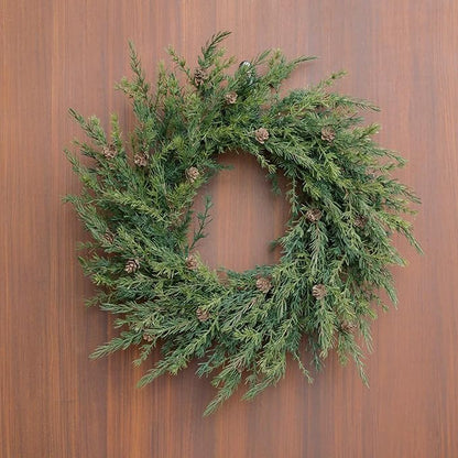 CG Hunter Holiday Collection Faux Wreath, Premium Artificial Indoor and Outdoor Large 28" Pinecone Christmas Wreath, Christmas Decorations and Holiday Greenery