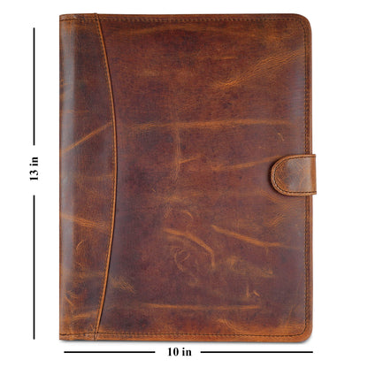 CestAntiQ, Leather Padfolio Legal Pad Portfolio Organizer | Handmade Executive Notebook Binder | Heavy Duty Full Grain Cow Hide Resume Interview Folio for Men Women, Rustic NoteBook Folder (brown)