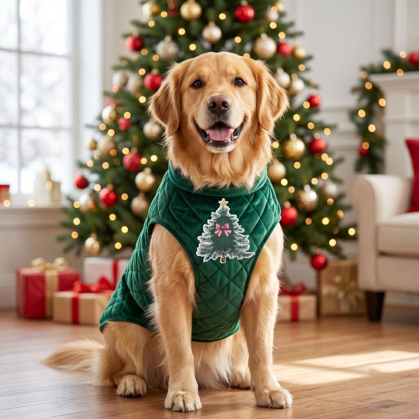 4.5'' Large Bow Christmas Tree Embroidered Iron On Patch for Pajamas Hoodies T-Shirts