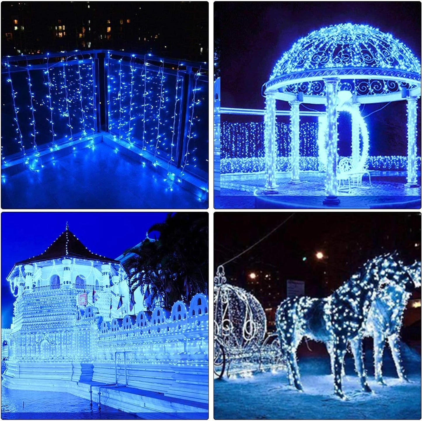 ILLUMINEW 300 LED Blue Outdoor Indoor String Lights, Safety Plug in 8 Modes 108Ft Twinkle Lights,Christmas Tree Wire Fairy Lights for Bedroom, Party Decor(300Led-Blue)