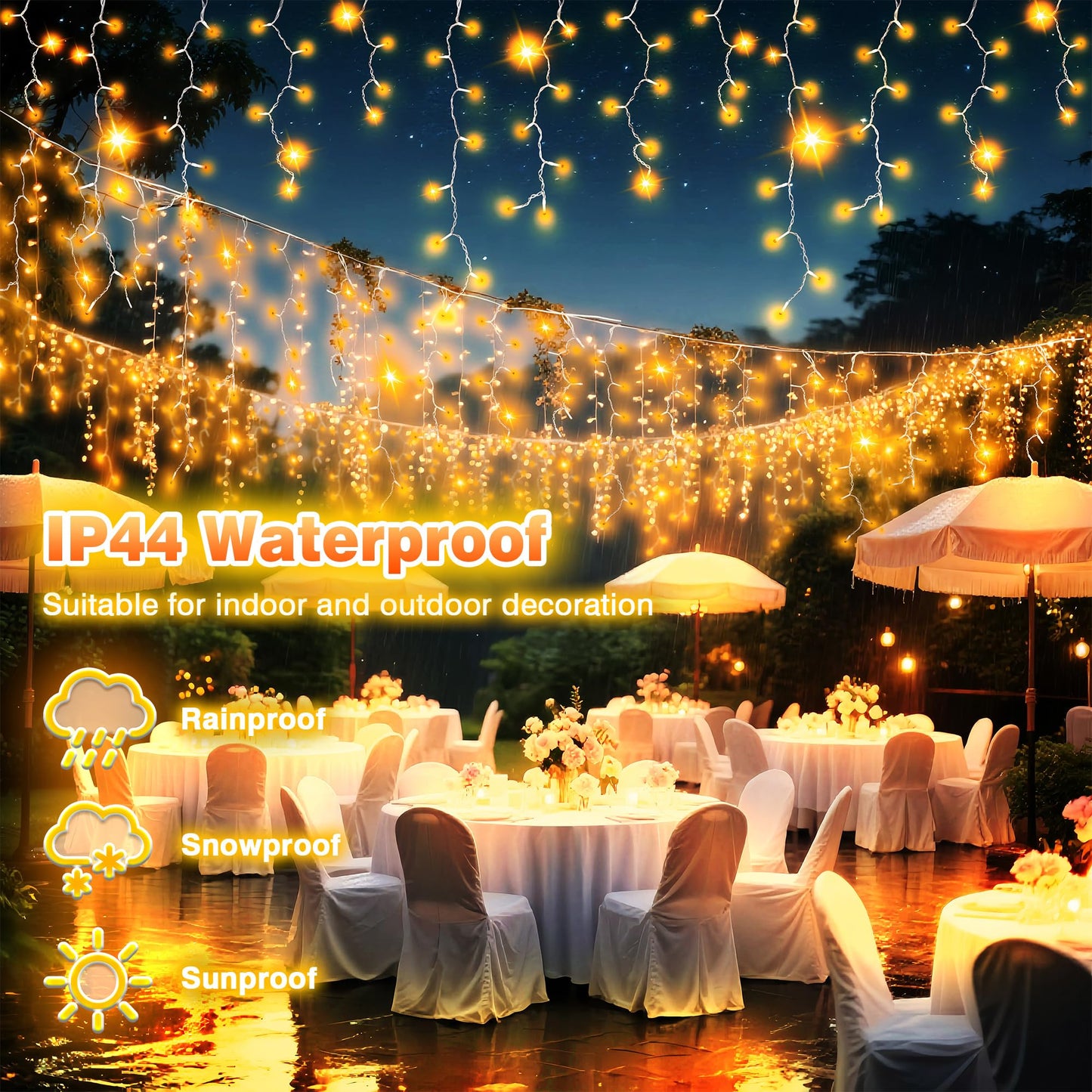 800 LED Icicle Lights Outdoor, Plug in 79ft Waterproof Christmas String Lights, 8 Modes 4 Adjust Brightness, Remote & Timer, Indoor & Outside Decoration for Party, Wedding, Garden, Window, Wall