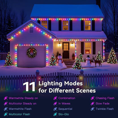 Outdoor Christmas Lights, 800LEDs 262FT Christmas Tree String Lights, IP67 Waterproof 11 Modes Warm and Multicolor Holiday Lights with Remote for House Yard Xmas Decorations