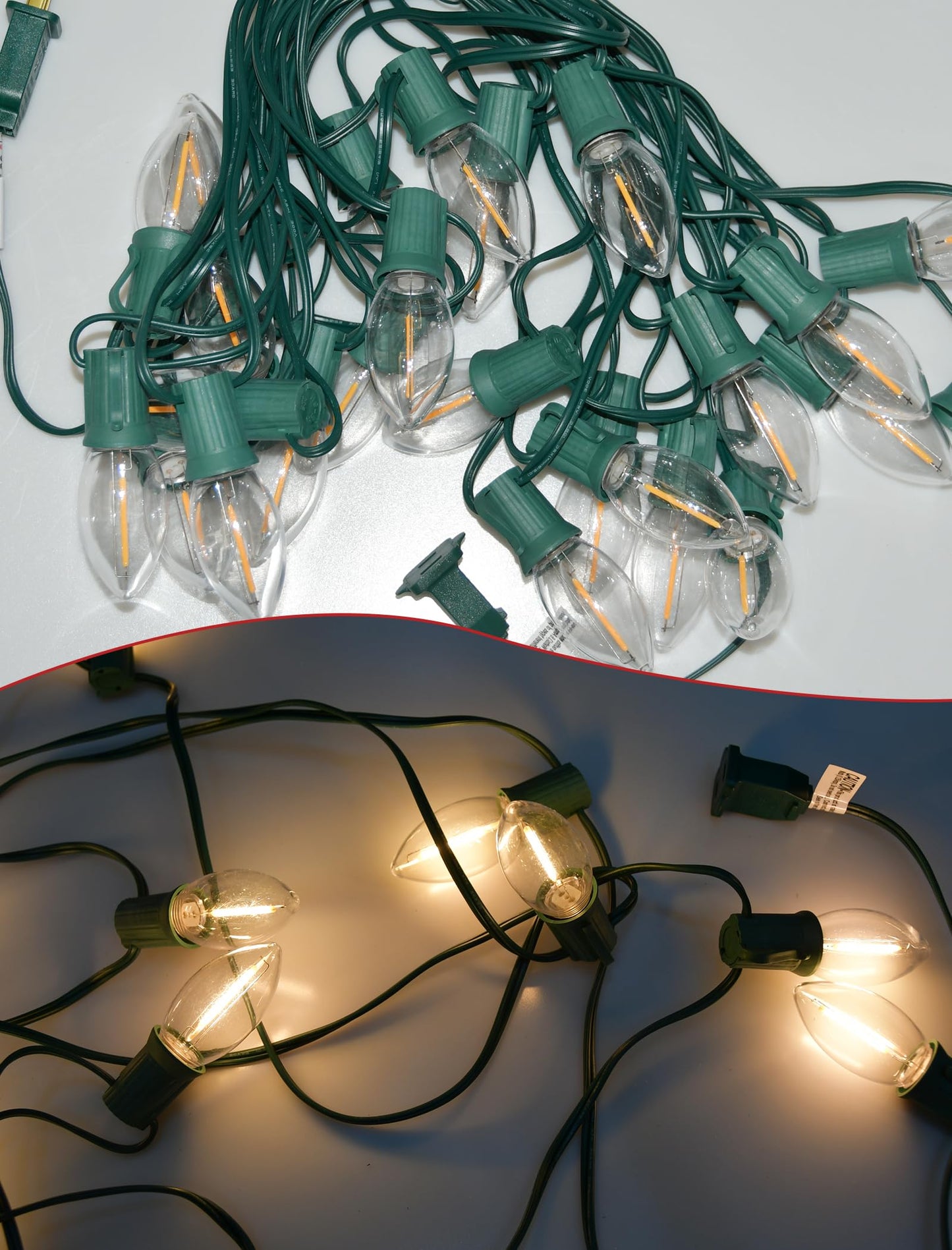SUNSGNE C9 LED Christmas Lights Outdoor, Christmas Outdoor Lights with 27 LED Warm White Bulbs(2 Spare) for Xmas Holidays Roofline Patio Garden Party Wedding Decor