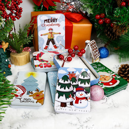 MGparty 12 PCS Christmas Gift Card Tin Boxes For Christmas Greeting Cards, Christmas Metal Tin Small Gift Boxes With Lids For Xmas Stocking Stuffers Party Favors,Christmas Holiday Gift Box Set