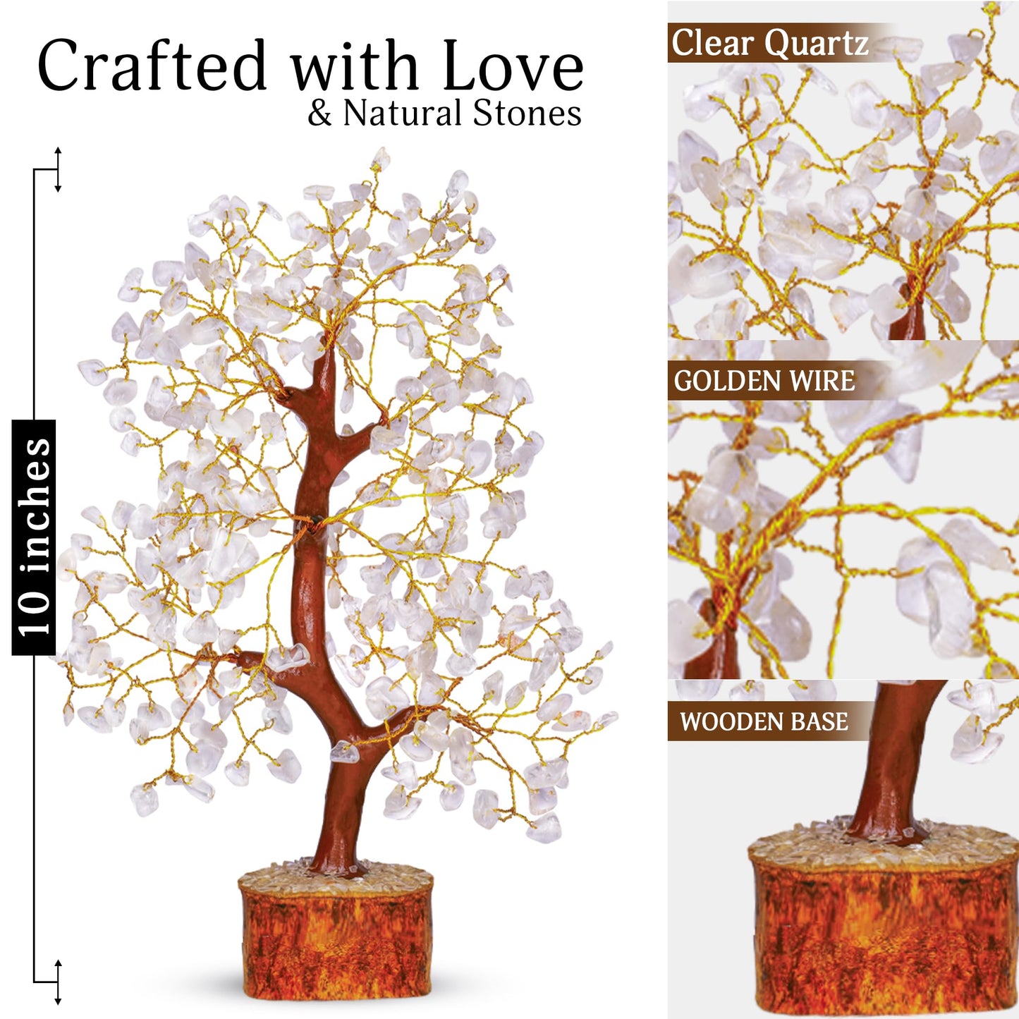 Clear Quartz Gemstone Tree - Crystal Tree of Life, Healing Crystals and Stones, Crystal Tree for Positive Energy, Good Luck Gifts