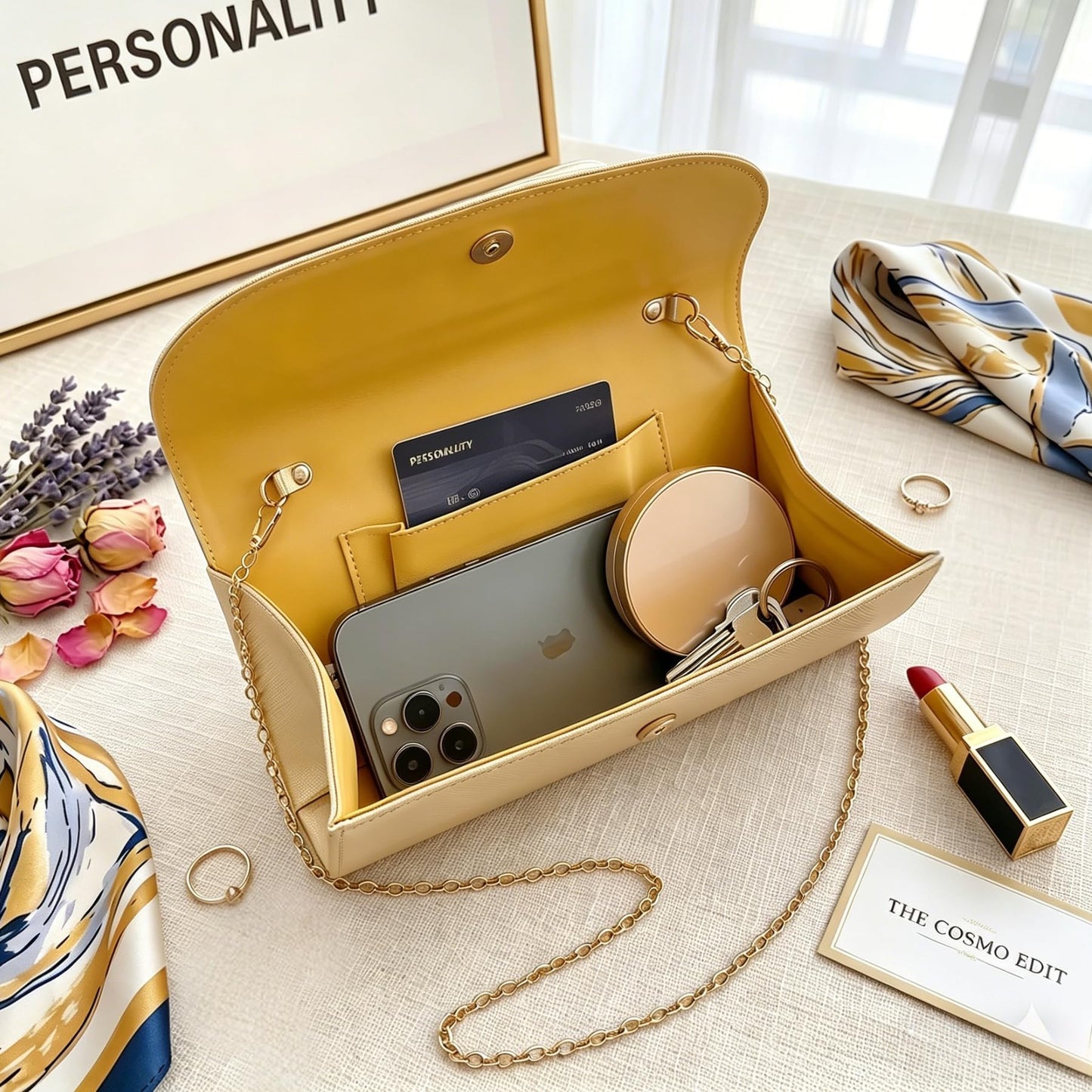 MYHOZEE Clutch Purses for Women Vegan Leather Evening Bag Formal Elegant Wedding Clutch Trendy Gold Handle Purses